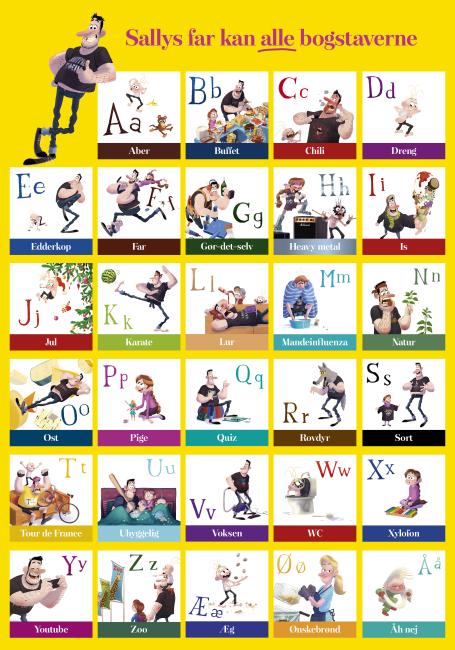Sallys far kan alle bogstaverne - plakat